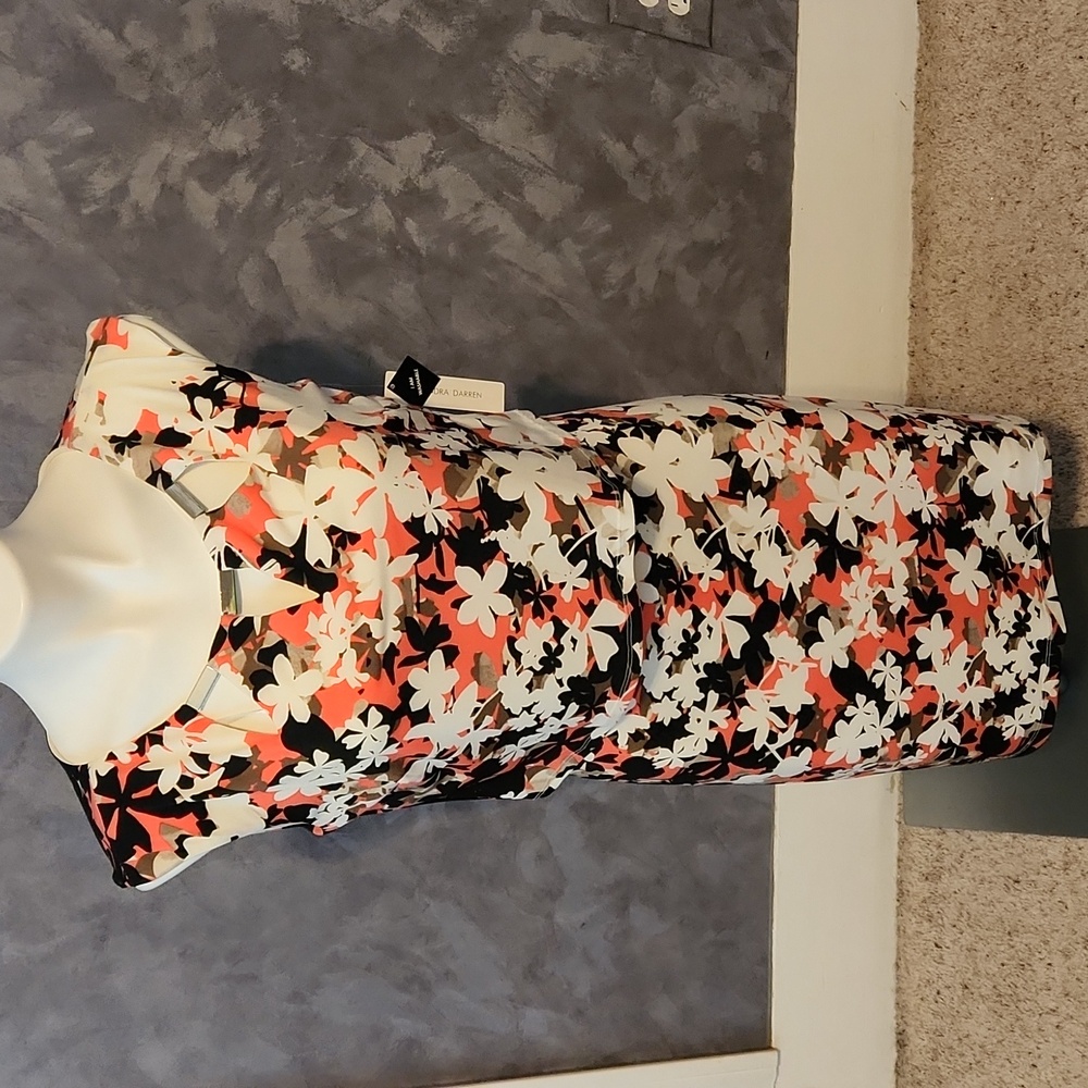 Sandra Darren Orange, Black & White Dress Size 6 NEW